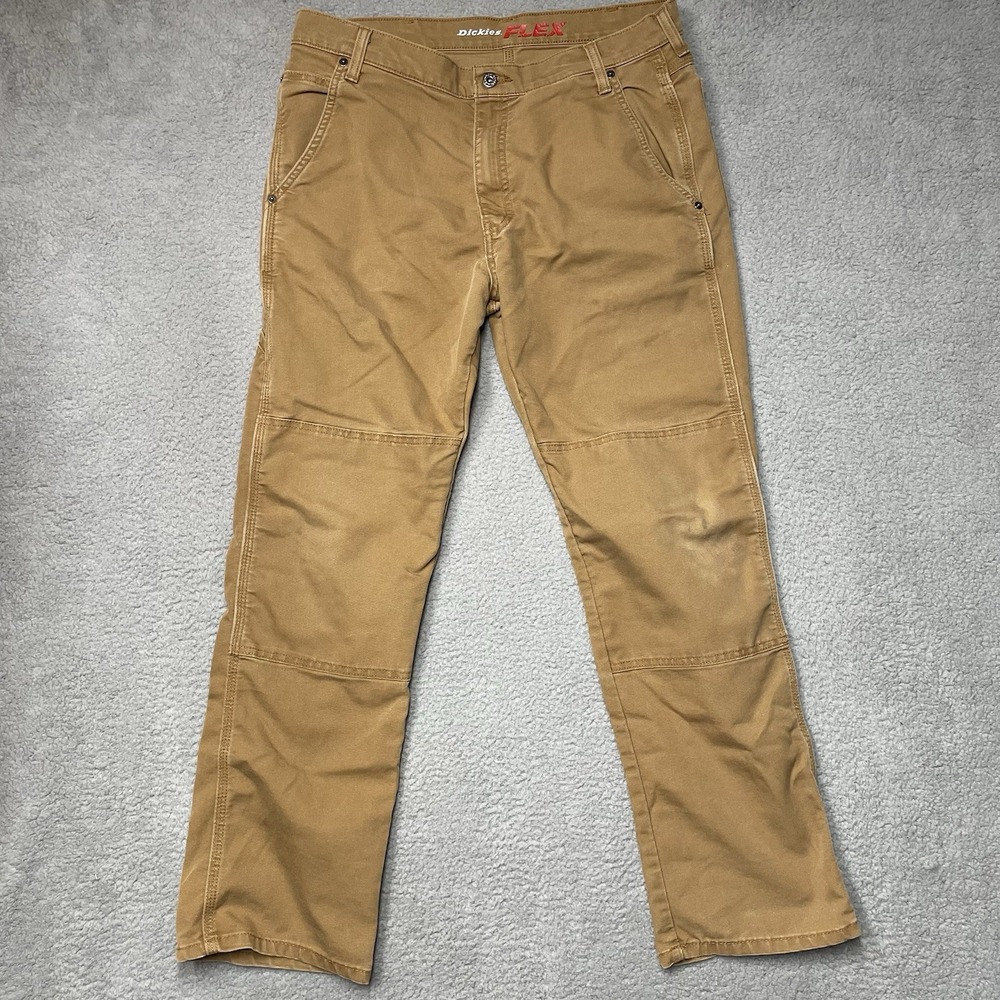Dickies Double Knee Pant Men 36X32 Brown Flex Regular Fit DP903SBD